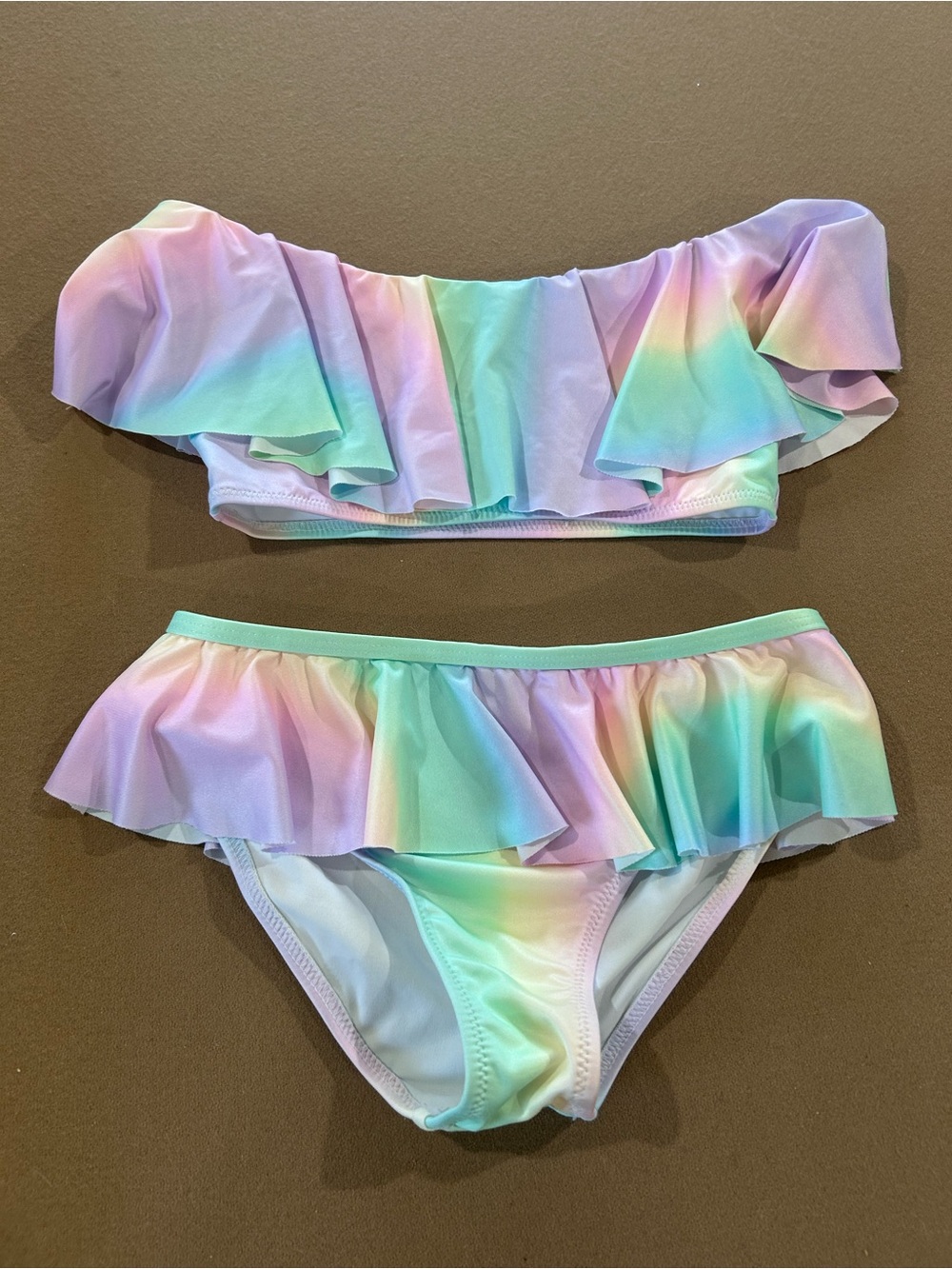 Stella Cove Pastel Rainbow Ruffle Bikini - Pink, Purple, Green, Blue